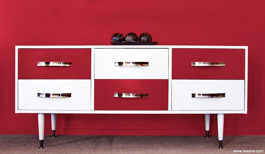 Painted red and white drawers