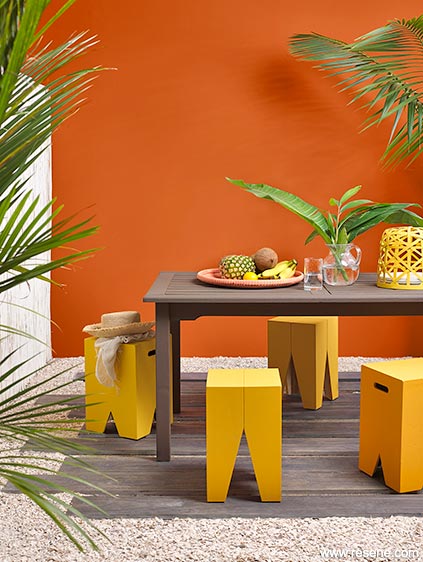 Orange tropical themed - outdoor dining area