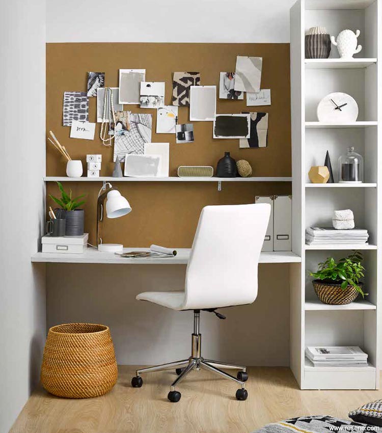 Create a corkboard for this office nook.