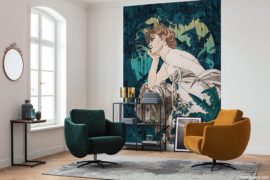 Art Nouveau era inspired living room
