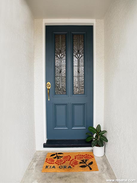 A blue home entryway