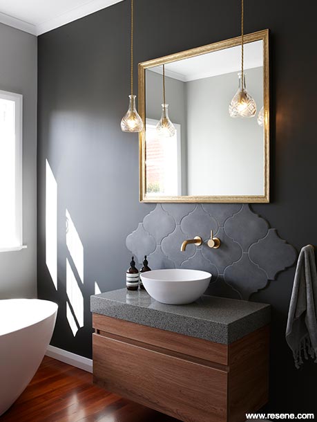 A sophisticated grey bathroom