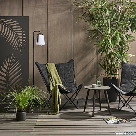 An outdoor area with a soft and smoky colour palette