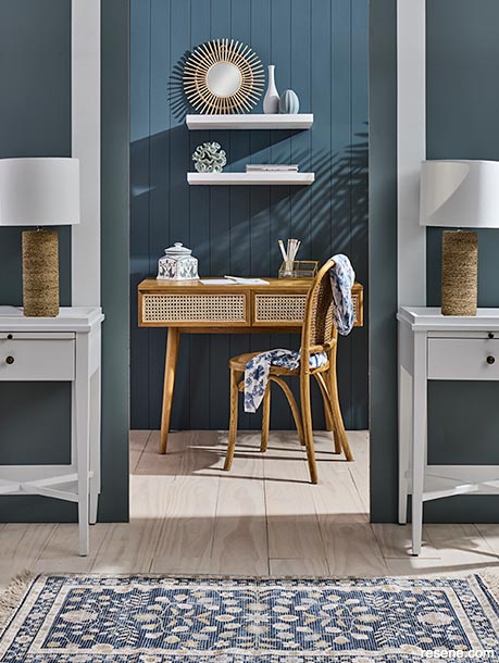 A Hamptons style interior - stormy blue walls