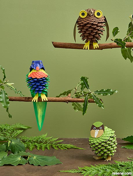 Pinecone birds - kids art projects