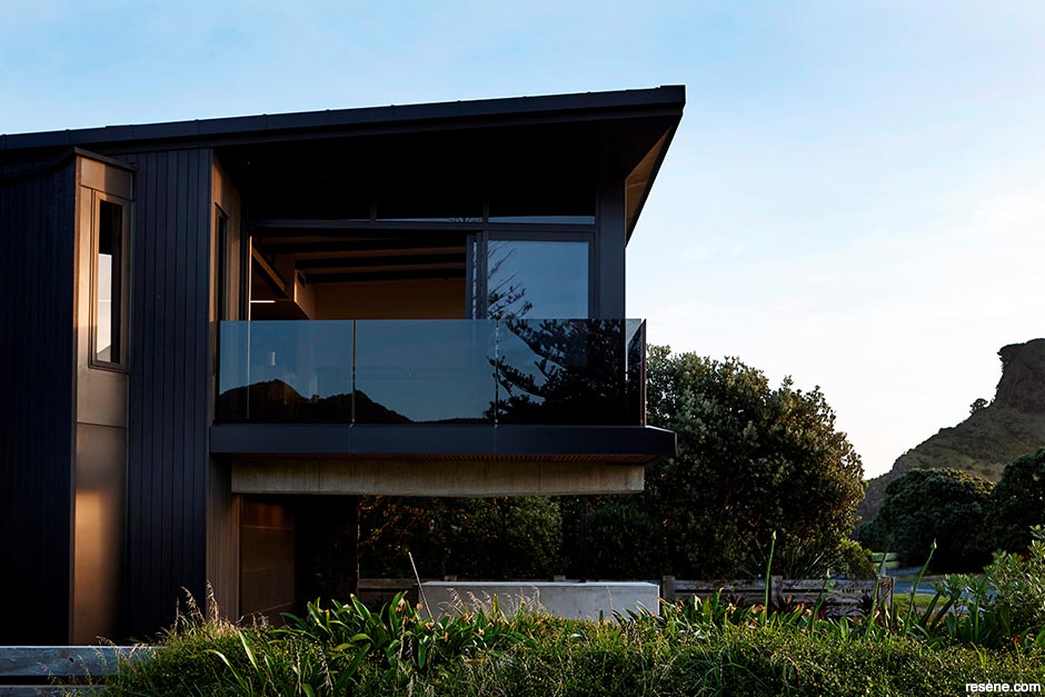 A modern and stylish home exterior in Resene Pitch Black 