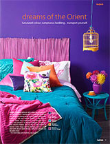 Create a luxury bedroom with jewel-like colours and hints of the Orient