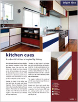 The doors and drawer fronts of the kitchenare painted in a range of Resene colours
