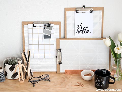 Give your clipboards a makeover with wallpaper