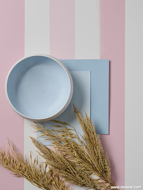 A blue, pink and white sky inspired moodboard