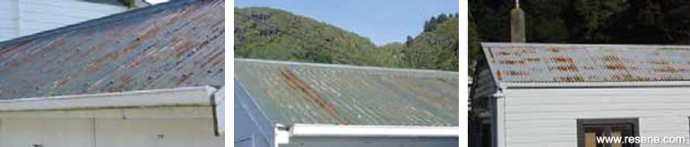 Existing roof paint in poor condition(flaking paint and red rusting)
