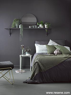 Sophisticated dark grey bedroom