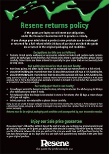 Resene returns policy