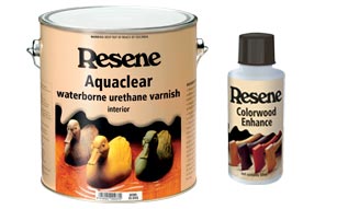 Resene Aquaclear and Resene Colorwood Enhance