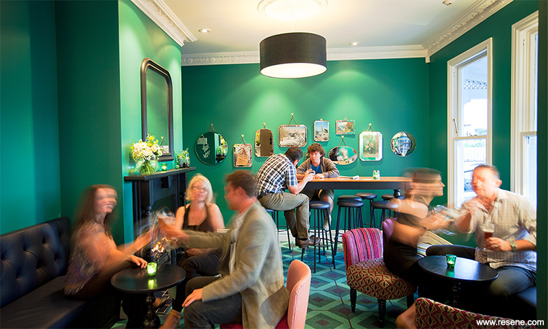 Dux Dine Restaurant with Resene Eden green walls