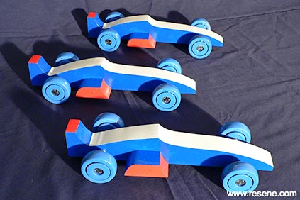 Painted wooden cars