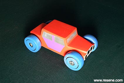 Painted wooden car