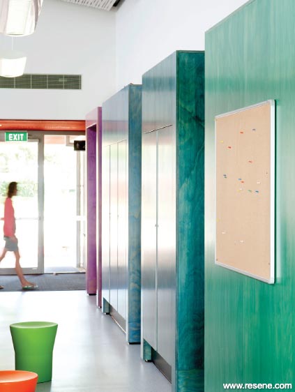 Colourful school hallway