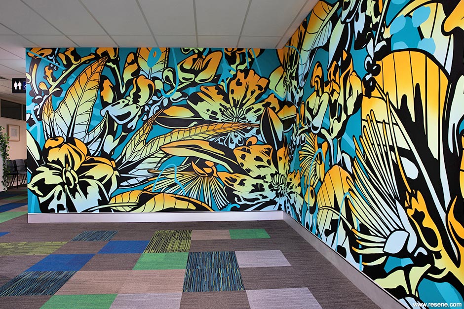 Colourful rehabilitation centre mural