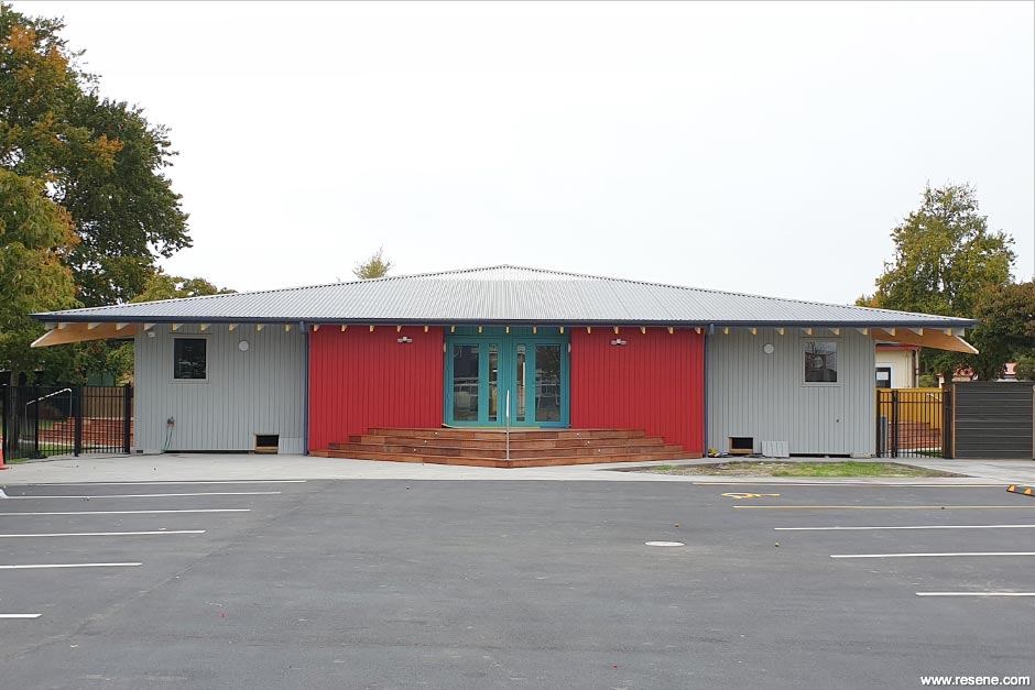 Red and grey school exterior