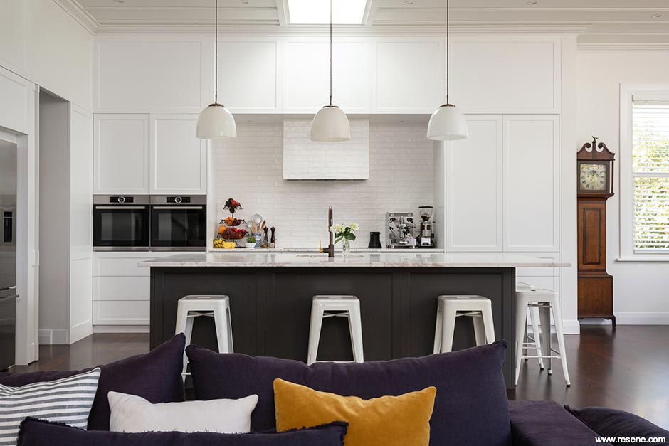 Modern white and black villa kitchen