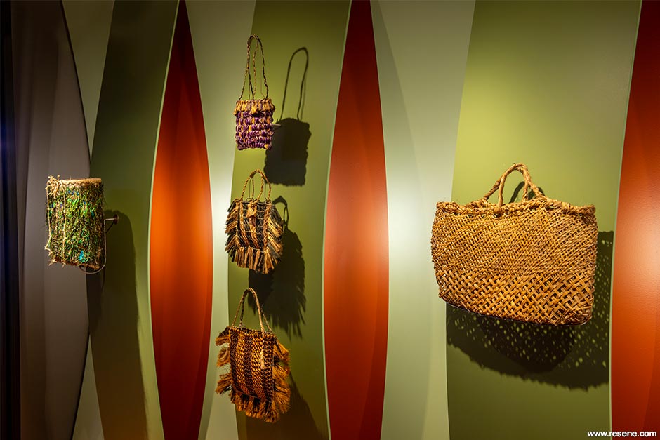 Woven baskets display