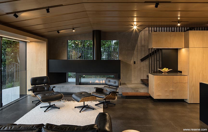 Wooden living area and ceiling