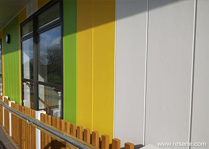 Yellow green and white panels