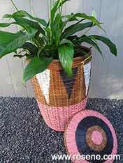 Transform an cane basket into a plant pot