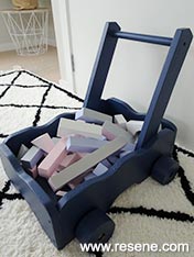 Wooden childrens painted trolley