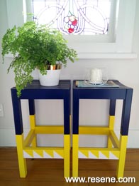 Give two old wooden stools a nautical-style new look