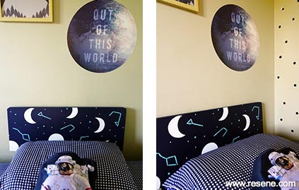 Finished space themed headboard