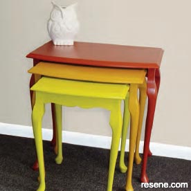 Colourful vintage nesting tables