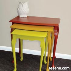 Colourful vintage nesting tables