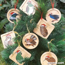 Make Christmas ornaments with hand-painted coasters