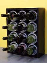Wine bottle rack made from recycled paint cans