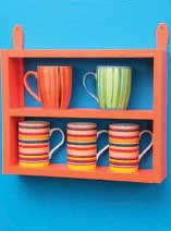 Build a mini mug shelf and paint a funky colour