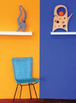 Paint a feature wall with two contrasting colours