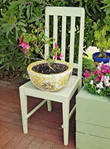 Make a chair into a flower pot stand