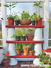 Make terracotta pot plant shelves