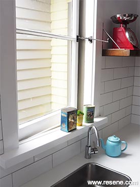 Create some extra shelf
space in the kitchen by extending an existing windowsill.