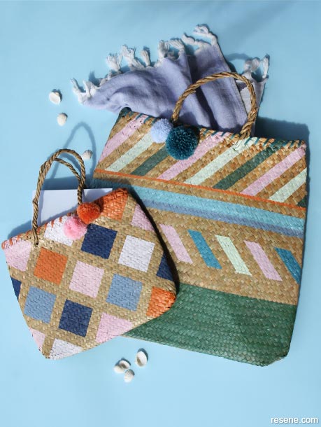 Paint woven bags with custom details