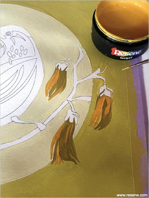 D-Paint the kowhai branches and flowers