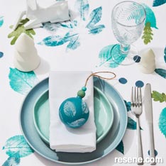 Festive foliage inspired tablecloth and christmas decoration