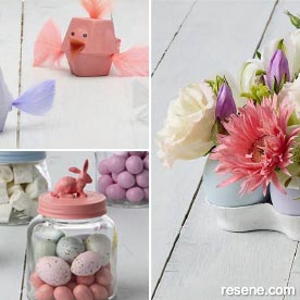 Easter vases, chicks and storage jars